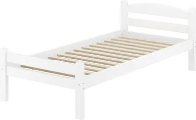 Produktbild von Weißes Einzelbett Buche massiv 90x200 Bettgestell und wählbare Ausstattung V-60.45-09WRollrost inkl.