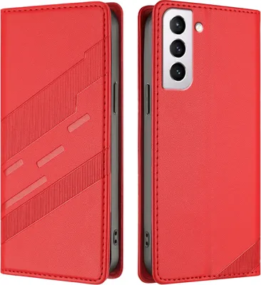 Image de Etui pour Samsung Galaxy S21+ 5G, étui portefeuille en cuirPolyuréthaneavec fente pour carte et fonction stand Rot
