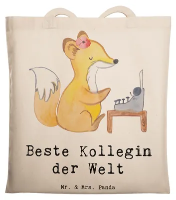 Produktbild von Mr. & Mrs. Panda Jutebeutel Fuchs Beste Kollegin der Welt - Transparent - Geschenk, Beruf, Büro, Geschenkidee, Stoffbeutel, Arbeit, Ruhestand, Freundin, Dankeschön