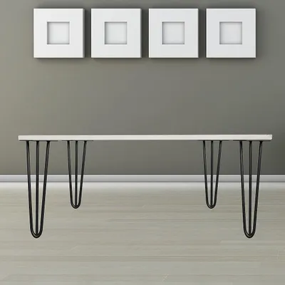 Image de Pieds de table en forme de hairpin en acier de 12 mm, avec protection pour le sol, hauteur 72 cm, lot de 4