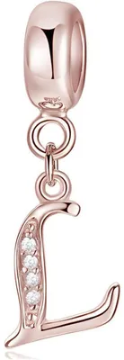 Produktbild von Damen Charm Anhänger Buchstabe A-Z Rose Gold 925 Sterlingsilber Zirkonia 4,5mm Lochgröße