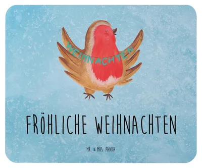 Produktbild von Mr. & Mrs. Panda Mouse Pad Rotkehlchen Weihnachten - Eisblau - Geschenk, mousematte, Vogel, Mauspad, Weihnachtsgruß, Mousepad, Winter, Weihnachtsmotiv, Frohe, pc