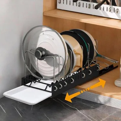 Produktbild von Ausziehbarer Deckelhalter - Küchenschrank-Organizer - Schwarz