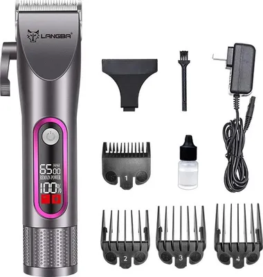 Produktbild von INF Professionelle Tierhaarschneidemaschine mit Keramikklinge & LED-Anzeige Grau