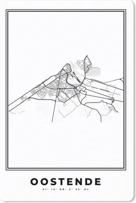 Produktbild von MuchoWow® Mauspad Mousepad Belgien - Ostende - Stadtplan - Karte - Schwarz und weiß - Karte 18x27 cm - Mousepads - Maus Mat - Pad - Mausunterlage