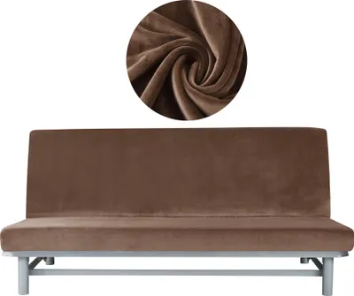 Produktbild von Elastischer Velours-Bezug für Schlafsofa / Couch 190–210 cm in Braun – Schonbezug