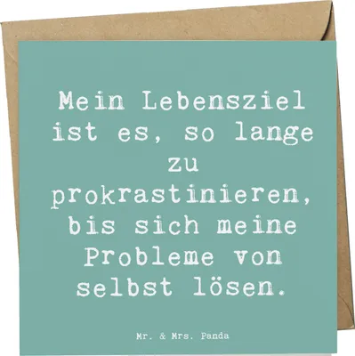 Produktbild von Mr. & Mrs. Panda Grußkarte Spruch Lebensziele Prokrastination - Meeresbrise - Geschenk, Gelassenheit, Familie, Probleme lösen, anlasskarte, Klappkarte, doppelkarte, Zitat