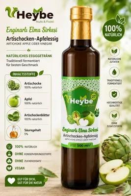 Produktbild von Heybe Apfel-Artischocken Essig 500 ml – Natürlich fermentierter Spezialessig