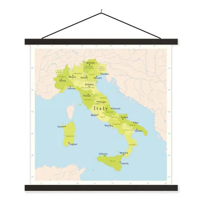 Produktbild von MuchoWow® Textilposter Karte - Italien - Grün 90x90 cm mit schwarzem Rahmen - Magnetisches