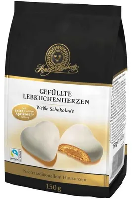 Produktbild von Henry Lambertz Gefüllte Lebkuchenherzen Weiße Schokolade 150g