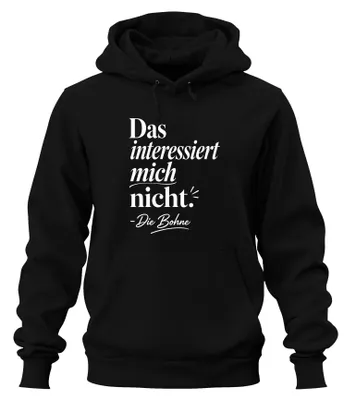 Zdjęcie produktu dla To mnie nie interesuje. Bluza z kapturem "Das interessiert mich nicht", czarna, rozmiar 3XL