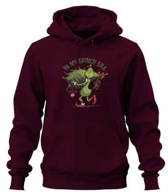 Produktbild von In My Grinch Era Weihnachten lustig Geschenk Hoodie Kapuzenpullover, Burgundy, M