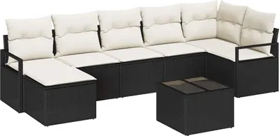 Immagine prodotto di vidaXL Set di divani da esterno, 8 pezzi, nero [Materiale sintetico]: rattan sintetico