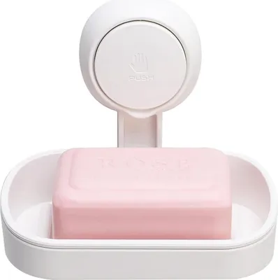 Produktbild von Seifenschale, Seifenhalter mit Saugnapf, leistungsstarke Vakuumabsaugung, starker Schwammhalter für Dusche, Badezimmer, Badewanne und Küchenspüle, bohrfrei, abnehmbar