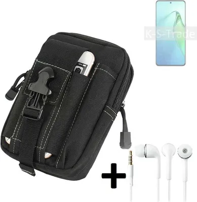 Produktbild von K-S-Trade Gürteltache + Kopfhörer kompatibel mit Oppo Reno8 Pro+ Gürtel Tasche Holster Schutz Hülle Handy Hülle  schwarz inkl. Extrafächer