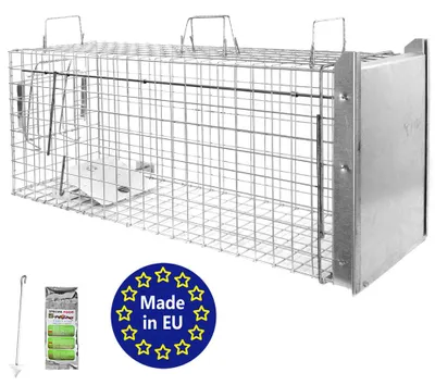 Produktbild von Petigi Tierfalle Lebendfalle für kleine bis mittelgroße Tiere wie Maus, Katze, Marder, Fuchs, Otter, Kaninchen, Modell: , Größe / Modell:Stable 5 (105 x 34 x 42 cm)