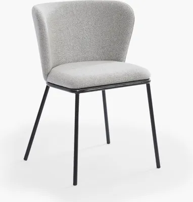 Produktbild von Stuhl für das Esszimmer in modernem Design aus Stoff mit schwarzen Beinen Lasta - Hellgrau