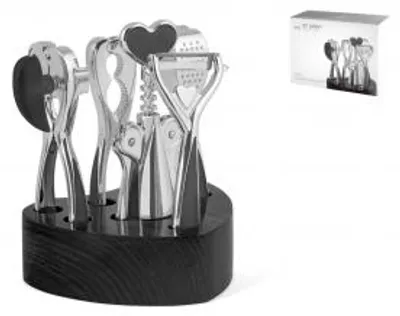 Immagine prodotto di H&H Set 6 Gadgets Con Manici Antiscivolo E Base Legno