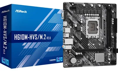Produktbild von Asrock H610M-HVS/M.2 R2.0, Intel, LGA 1700, Intel® Core™ i3, Intel® Core™ i5, Intel® Core™ i7, DDR4-SDRAM, 64 GB, DIMM