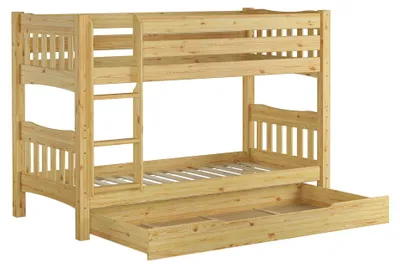 Produktbild von Etagenbett Kiefer Massivholzbett 90x200 Stockbett Hochbett Zubehör wählbar V-60.15-09Ni70 Rollrost und Bettkasten inkl.