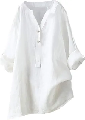 Produktbild von Elegante Damen-Leinenbluse - Sommer Langarm, Große Größen verfügbar, Bügelfrei, Mittelalter-Tunika-Stil