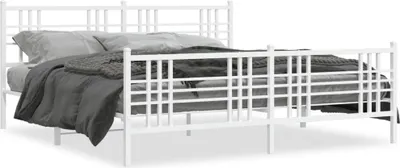 Produktbild von Möbel Bettgestell mit Kopf- und Fußteil Metall Weiß 183x213 cm - Klassische Betten 376396