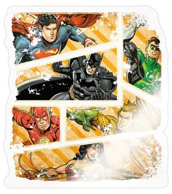 Produktbild von Spreadshirt DC Comics Justice League Vintage Helden Sticker Aufkleber, 10 x 10 cm, Transparent glänzend