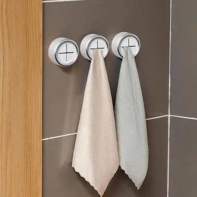 Produktbild von Handtuchhaken für die Küche, runde Wandhaken für die Küche, zum Aufhängen von Lappen, ohne Bohren, für Küche, Bad, Schlafzimmer