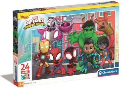 Produktbild von Puzzle, CLEMENTONI MARVEL Spidey and His Amazing Friends, 24 Teile, 62 x 42 cm, Ab 3 Jahren