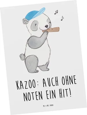 Produktbild von Mr. & Mrs. Panda Postkarte Kazoo Hit - Weiß - Geschenk, Fotokarte, Ansichtskarte, Musik, Instrument, Jamsession, Ansichtskarten, Grußkarte, summen, Musiker, Postkarten