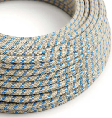 Immagine prodotto di Creative-Cables Cavo elettrico in tessuto, 3x0,75 mm², 10 m, Blu Steward Beige RD55, Cotone lino