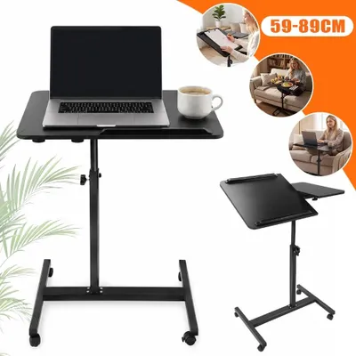 Produktbild von Beistelltisch Betttisch Pflegetisch mit Rollen Höhenverstellbar Sofatisch Laptop