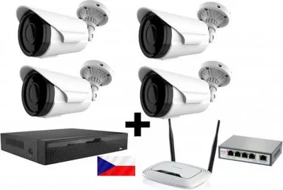 Obrázek produktu pro 5MPx kamerový IP POE set Zoneway - 4x NC965, NVR 2104, router, POE switch 4 + 1