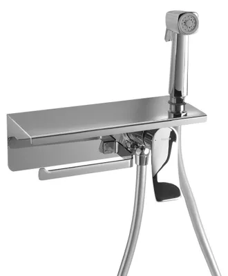 Immagine prodotto di Miscelatore da incasso per bidet con doccia e portarotolo, cromo