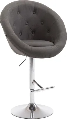 Produktbild von Barhocker PENOR - Stoff Dunkelgrau 65x57x107 cm Silber | Barstuhl Höhenverstellbar Mit Lehne Drehbar Tresenhocker Tresenstuhl Kneipenhocker