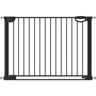 Produktbild von GEUTHER Easylock Flat Step Treppen- & Türschutzgitter | Schwarz | 111-118 cm | Ohne Bohren | Flacher Trittbalken | Auto-Close | DIN EN 1930:2011