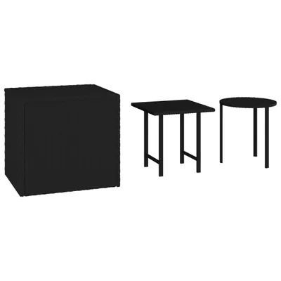 Produktbild von vidaXL Beistelltische 3 Stk. Schwarz Poly Rattan