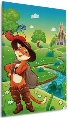 Produktbild von Wallario Premium Leinwandbild Gestiefelter Kater in Größe 60 x 90 cm