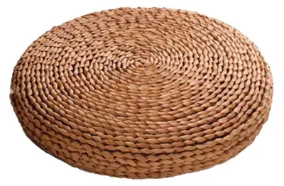 Rundes Strohkissen Meditationskissen, beige, 30x30 cm