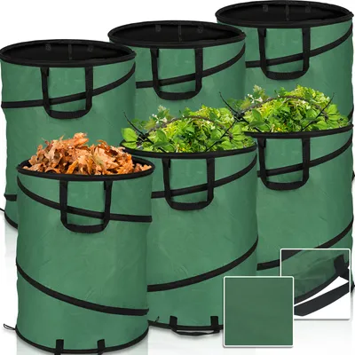 Produktbild von 6X Gartensack 170L Pop Up Laubsack Gartenabfallsack XXL Garten Tasche Rasensack mit Griffen Reißfest Wiederverwendbar