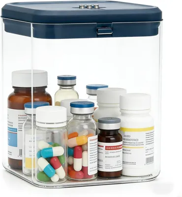 Produktbild von Aufbewahrungsbox mit Zahlenschloss, 14,2 x 14,2 x 16 cm, transparent, für Küche und Büro