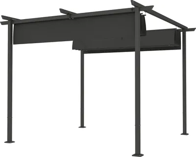 Obrázek produktu pro Pergola 3x3m zahradní altán terasová střecha z kovu, zahradní altán s nastavitelnou střechou, UV ochrana 30+ volně stojící sluneční ochrana na terasu a zahradu, tmavě šedá