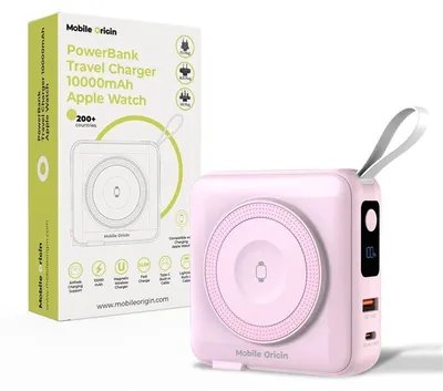 Produktbild von Mobile Origin PBT-03L-PNK, 10000 mAh, Lithium Polymer (LiPo), Power Delivery, Quick Charge, Kabelloses Aufladen, 3,85 V, Pink