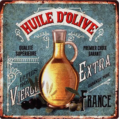 Image de Moritz Retro Déco Plaque en métal Bouteille d'huile d'olive extra Idée cadeau en métal Design vintage pourReproductioner