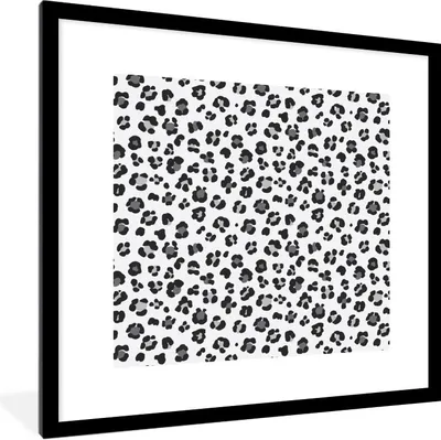 Produktbild von MuchoWow® Gerahmtes Poster Pantherdruck - Grau - Flecken 40x40 cm - Poster mit Schwarzem Bilderrahmen Wandposter Rahmen Foto Bilder - Poster - Plakat im Rahmen