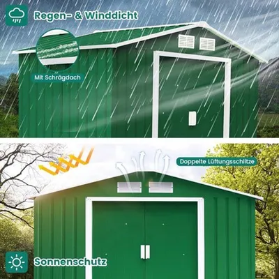 Productafbeelding van Tuinschuur 213x127x185 cm - Donkergrijs - Staal - Waterdicht - Gereedschapsschuur