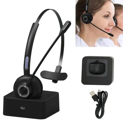 Produktbild von Wireless-Headset Bluetooth Ladestation Kopfhörer mit flexiblem Mikrofon Bluetooth-Headset mit Mikrofon Geräuschunterdrückung Trucker Bluetooth-Headset