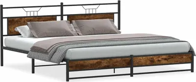 Image de vidaXL Lit métallique sans matelas chêne fumé 193x201 cm