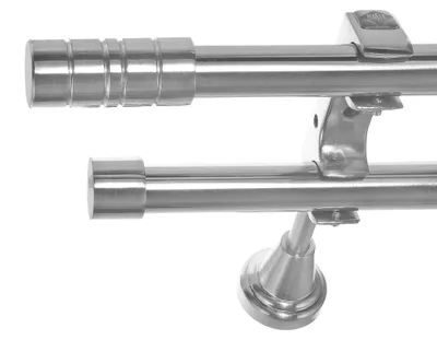 Produktbild von Edelstahl Look Gardinenstange Ø 20mm Wandträger 2-läufig zweiläufig Wandbefestigung Zylinder H60 E34E30 RR