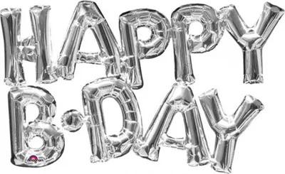 Image de Ballon en plastique Happy Birthday argenté 76x48cm - taille unique